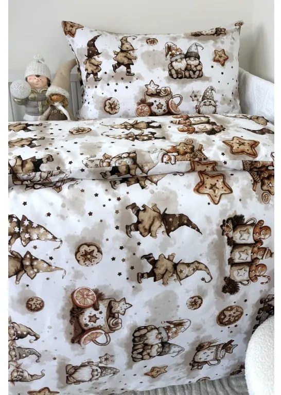 INTERMEDIC SK Detské vianočné obliečky Hnedý škriatok – 100×135/40×60 cm