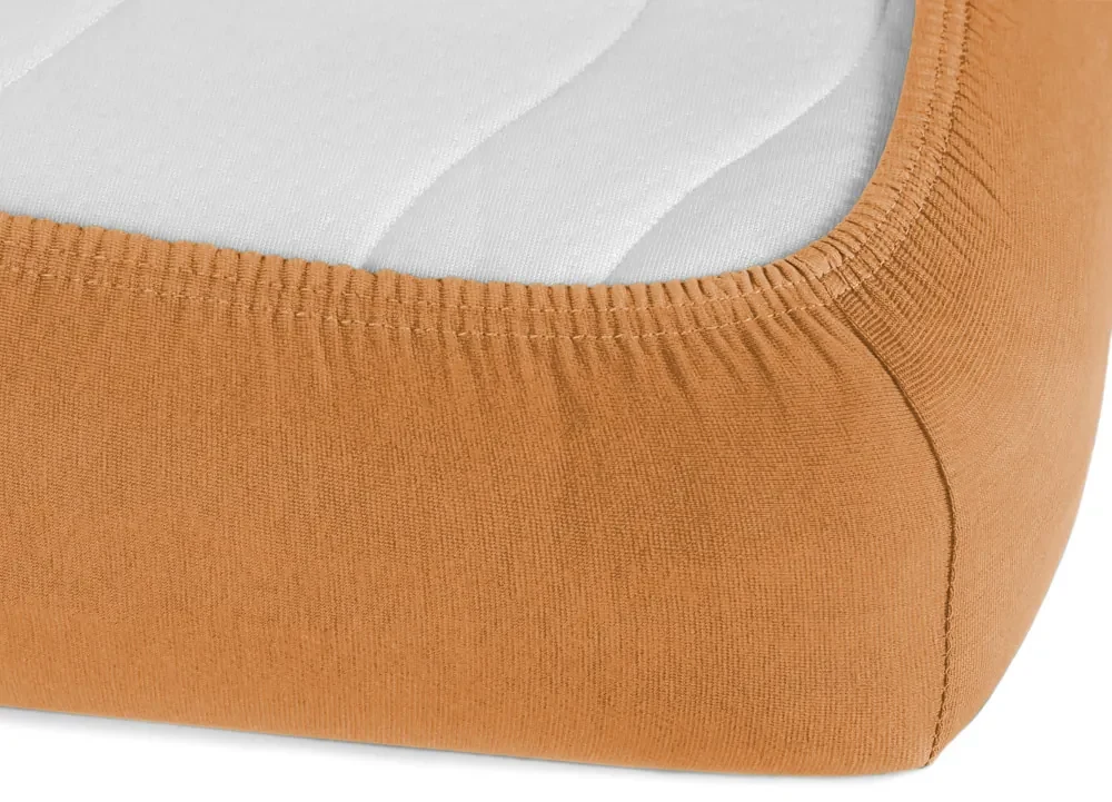 Jersey napínacie prestieradlo na vysoký matrac JR-022 Okrové 90 x 200 - výška 30 cm