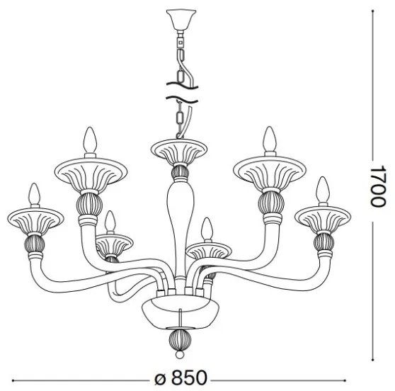 Ideal Lux - Luster na reťazi DANIELI 6xE14/40W/230V pr. 85 cm mosadz
