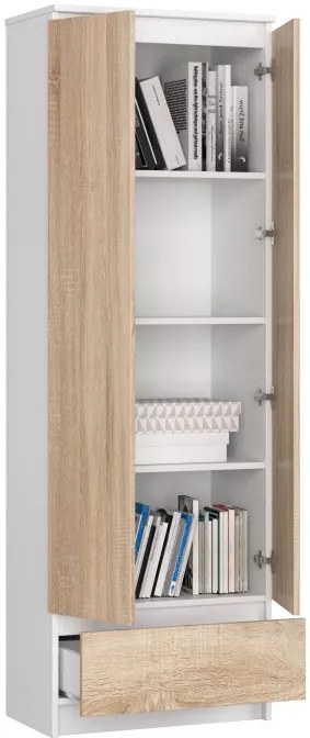 Uzavretý regál R60 2D 1SZ CLP biely / sonoma