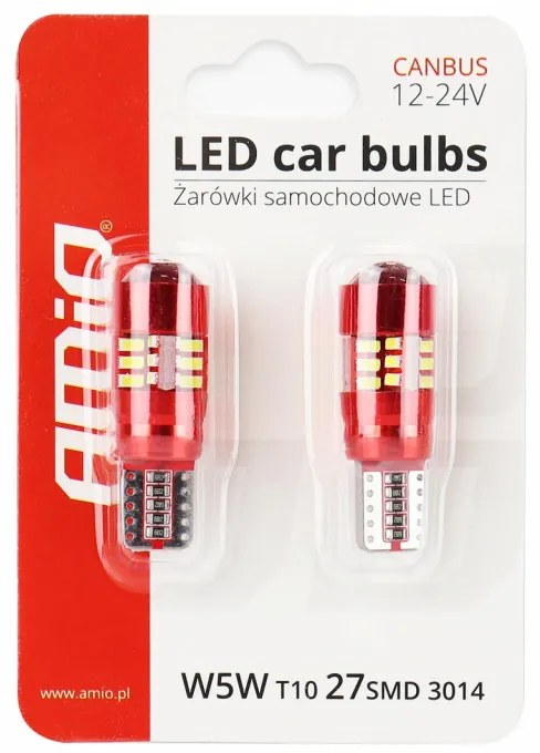 LED žiarovky CANBUS 27SMD 3014 T10e (W5W) White 12V/24V