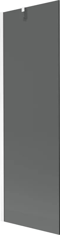 Mexen Next, vaňová zástena 1-krídlová 60 x 150 cm, fixné krídlo, 6 mm šedé sklo, biely profil, 895-060-000-00-40-20