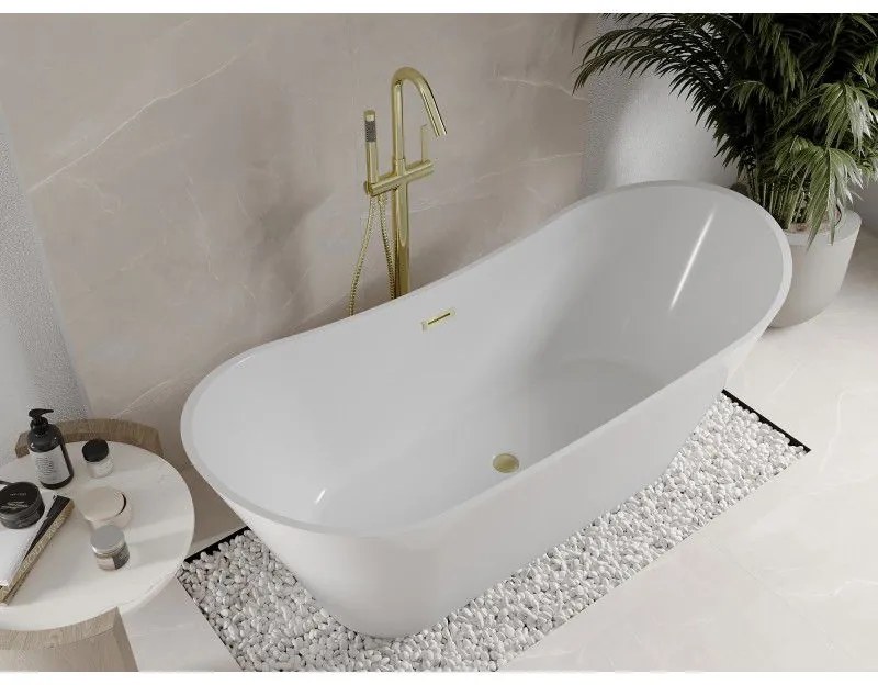 Mexen Celia, voľne stojaca vaňa 170 x 75 cm, biela, zlatý matný prepad, 52331707500-55