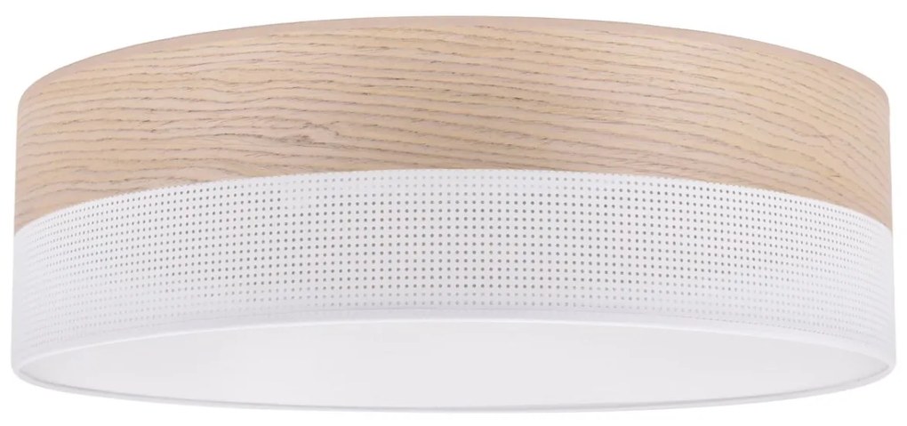 Stropné svietidlo Wood, 1x béžová dubová dýha/biele PVC tienidlo, (biele plexisklo), (fi 50cm)