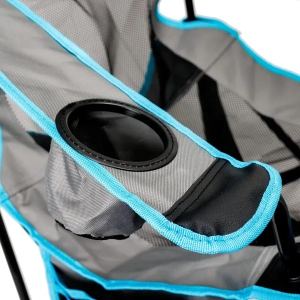 Skladací kempingový stôl + stolička šedá/modrá