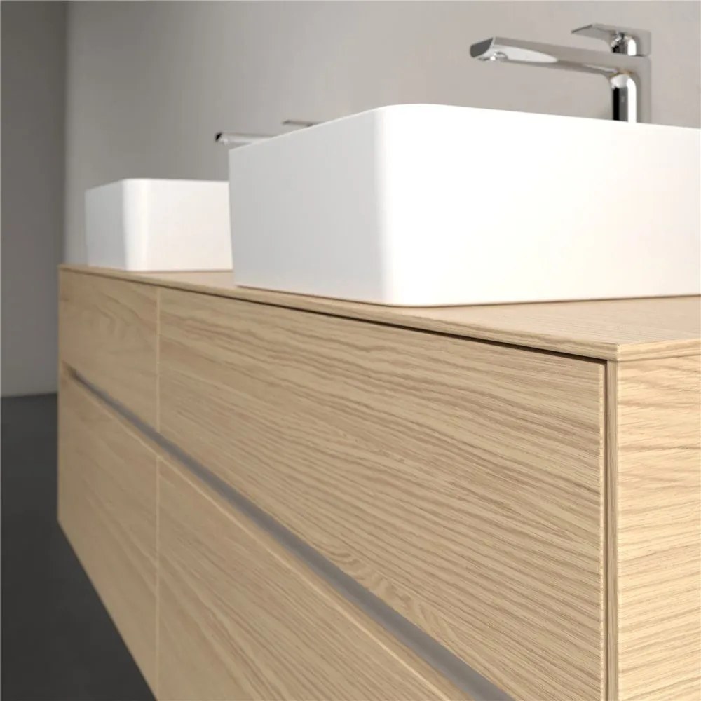 VILLEROY &amp; BOCH Collaro závesná skrinka pod dve umývadlá na dosku, 4 zásuvky, 1600 x 500 x 548 mm, Nordic Oak, C05200VJ