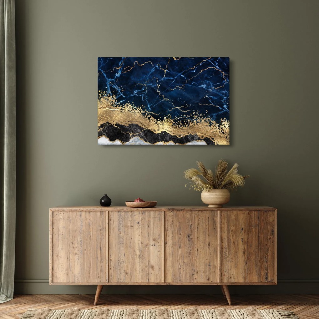 Obraz - Tmavo-modrý mramor (90x60 cm)