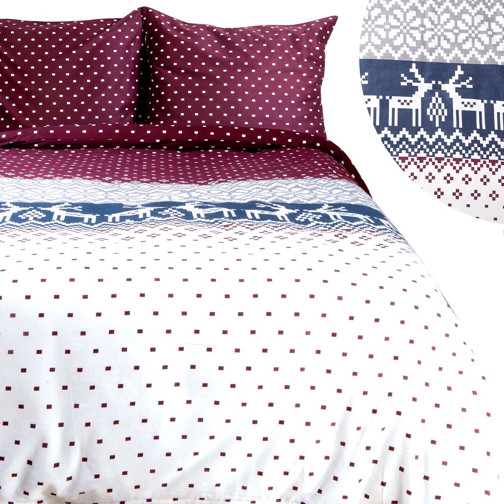 VIANOČNÉ FLANELOVÉ OBLIEČKY FLANELOVE 200X220 CM, 2KS 70X80 CM VZOROVANÉ