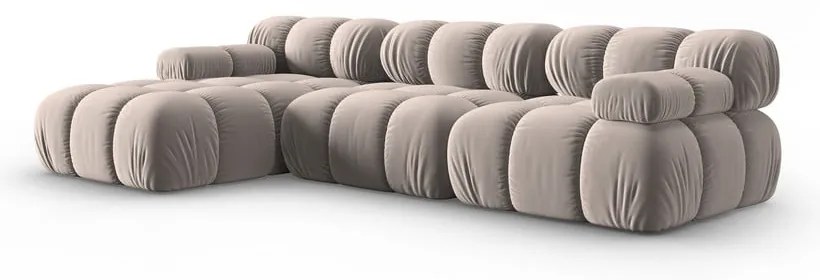 Svetlohnedá zamatová modulárna rohová pohovka (ľavý roh) Bellis – Micadoni