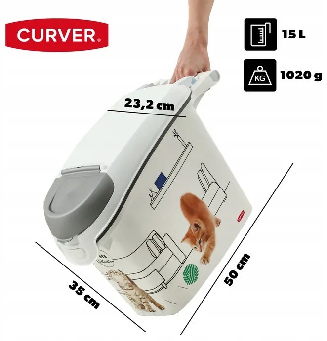 Kontajner a úložný box na granule pre mačky, 15 l / 6 kg CAT