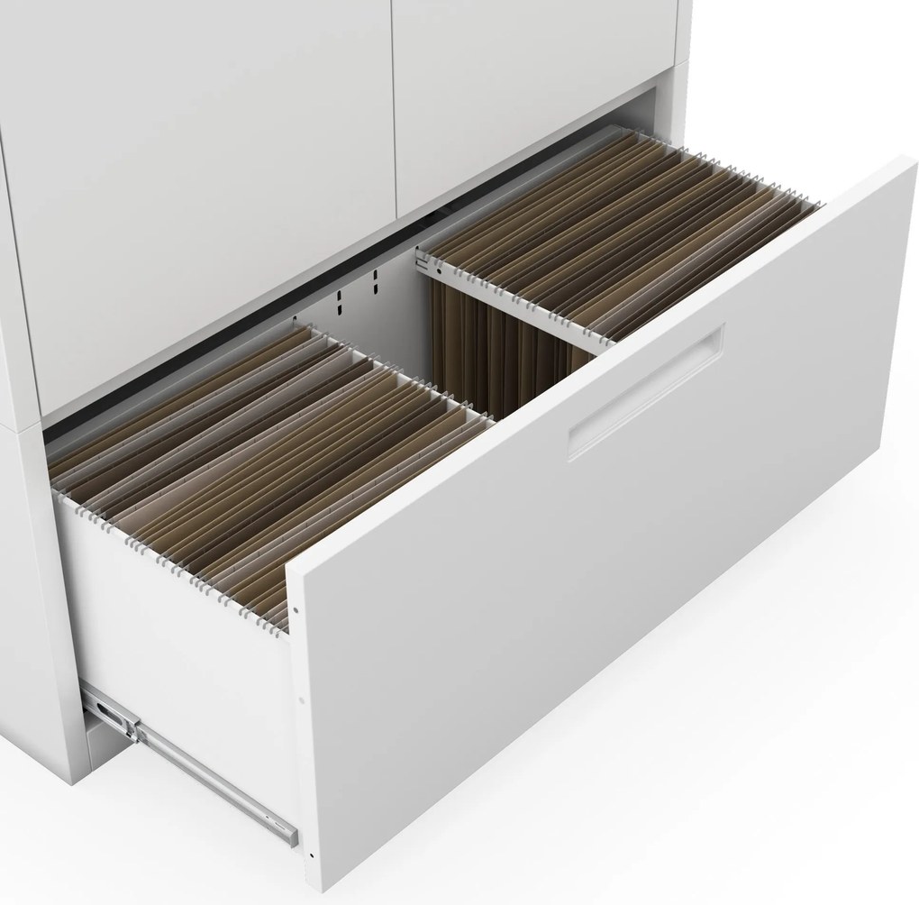 Modulárna kovová multifunkčná skriňa s vysokou zásuvkou biela MEGAN 1950 x 900 x 400 mm