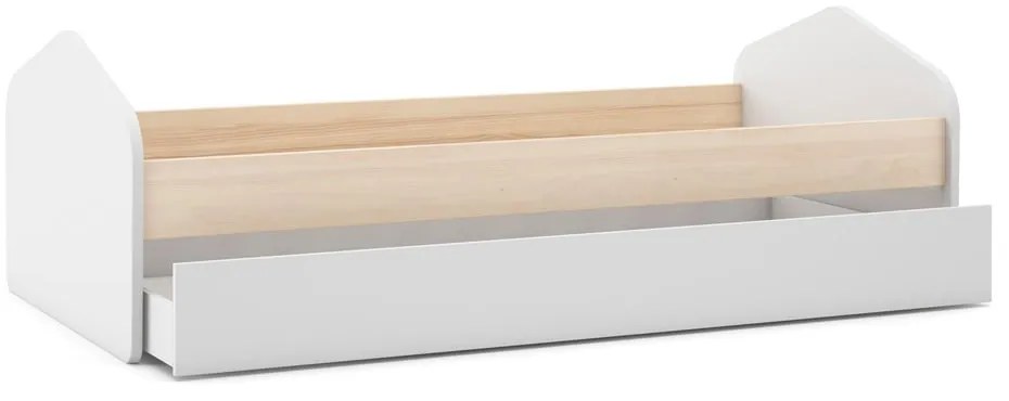 Biela/prírodná detská posteľ v dekore borovice s výsuvným lôžkom 90x200 cm Estefania – Marckeric