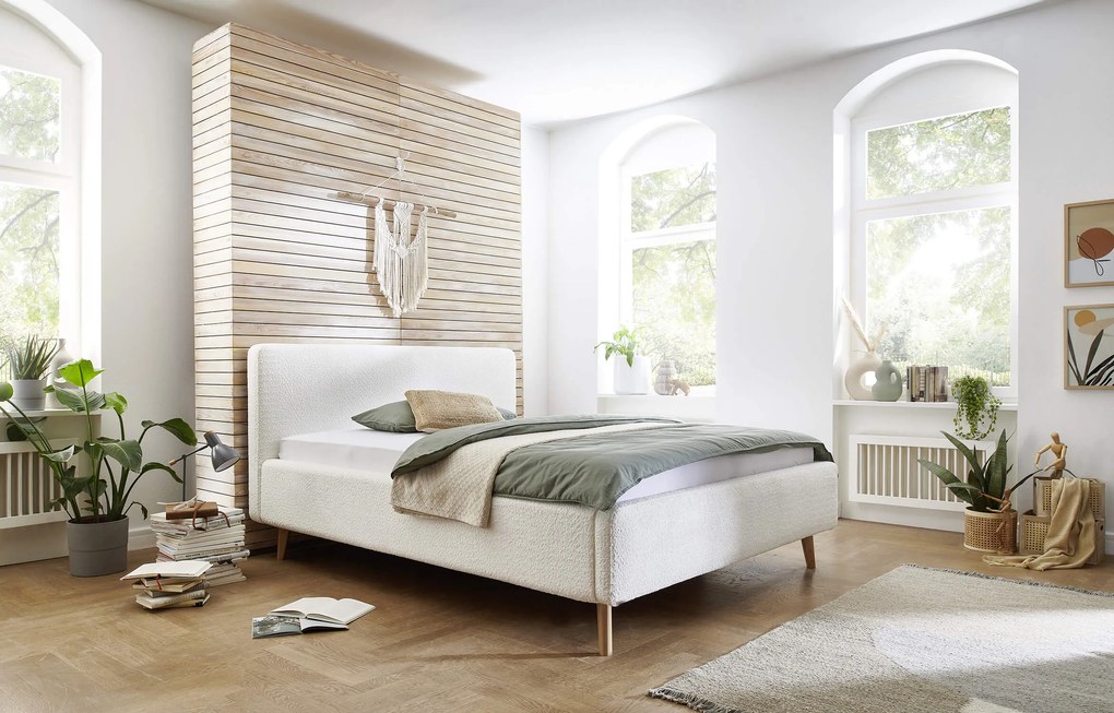 Dvojlôžková posteľ taupe s úložným priestorom 140 x 200 cm fleece biela MUZZA