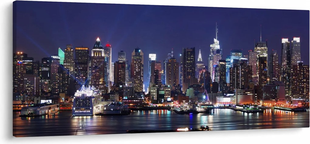 Obraz - Osvetlené New Yorské mrakodrapy (120x50 cm)