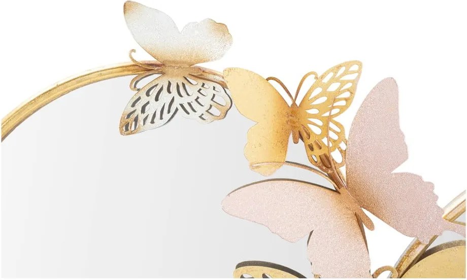 Nástenné zrkadlo v ružovo-zlatom dekore Mauro Ferretti Farfalle, 81 x 52,5 cm