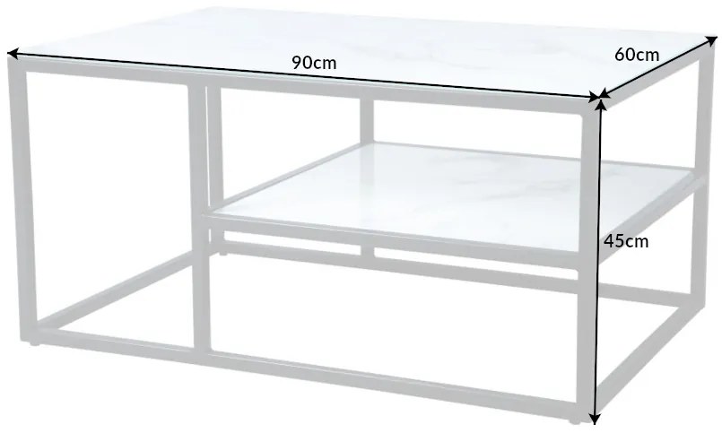 Dizajnový konferenčný stolík Latrisha 90 cm biely - vzor mramor