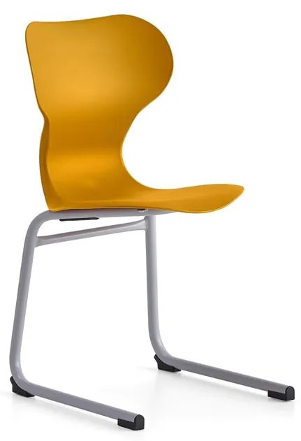 Stolička BRIAN, s klzákmi, strieborná/žltá