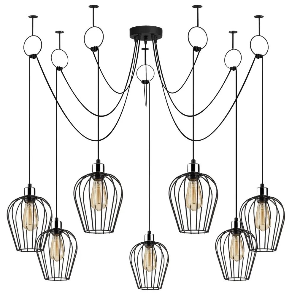 Závěsný lustr Tel IX černý