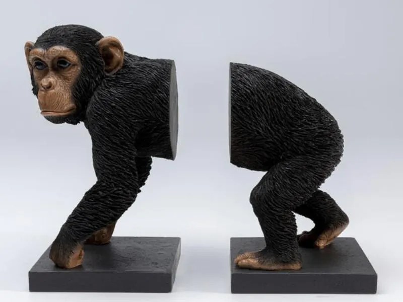 Chimp zarážka na knihy dvojdielna čierno-hnedá