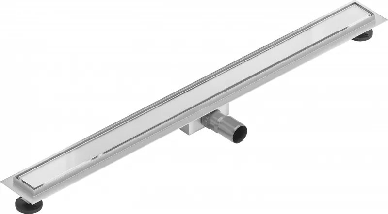 Mexen Flat nerezový sprchový žľab 90 cm vzor biele sklo, 1027090-15