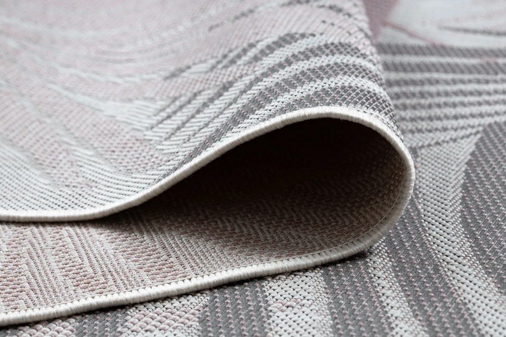 Koberec SISAL SION palmové listy, tropický 2837 ecru / ružový