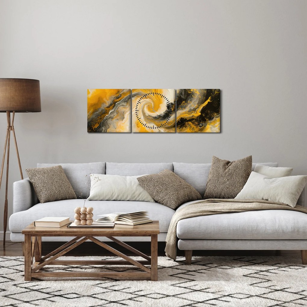 Obraz - Špirálna abstrakcia (s hodinami) (90x30 cm)