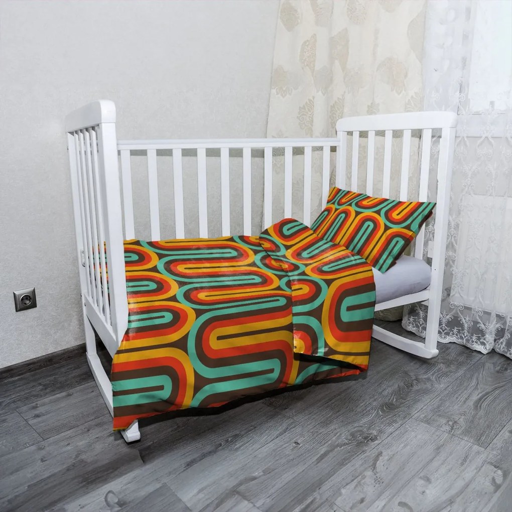 Sablio Mikroplyšové detské obliečky do postieľky Retro vlny - 100x135 / 40x60