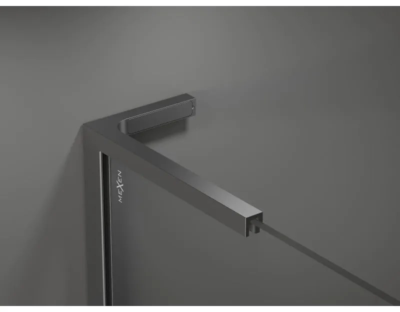 Mexen Velar L Duo, sprchový kút s posuvnými dverami 100 x 100 cm, 8mm sklo námraza, brúsený grafit, 871-100-100-02-33-95