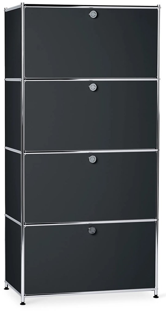 Kovová vysoká skrinka »CN3« so 4 výklopnými priehradkami, čierna