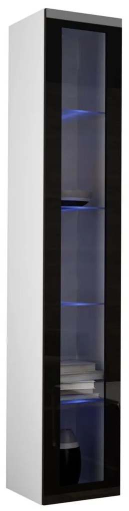Vitrína 180 sklo Zigo, Osvetlenie: osvetlenie LED RGB - farebné, Farby: čierny / wotan