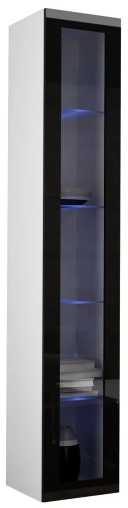 Vitrína 180 sklo Zigo, Osvetlenie: osvetlenie LED RGB - farebné, Farby: čierny / wotan