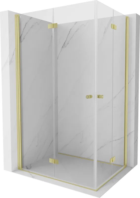 Mexen Mist-F Duo, skladací sprchový kút 100 x 85 cm, číre sklo, zlatý matný profil, 8A6-100L-085P-55-00
