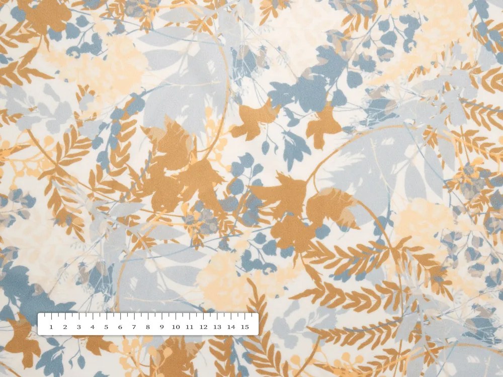 Biante Zamatový obdĺžnikový obrus Tamara TMR-043 Hnedo-modré designové rastliny 50x100 cm