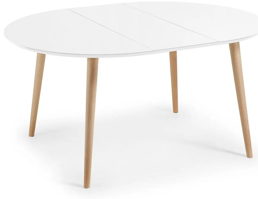 Biely rozkladací jedálenský stôl s bielou doskou ø 120 cm Oqui – Kave Home