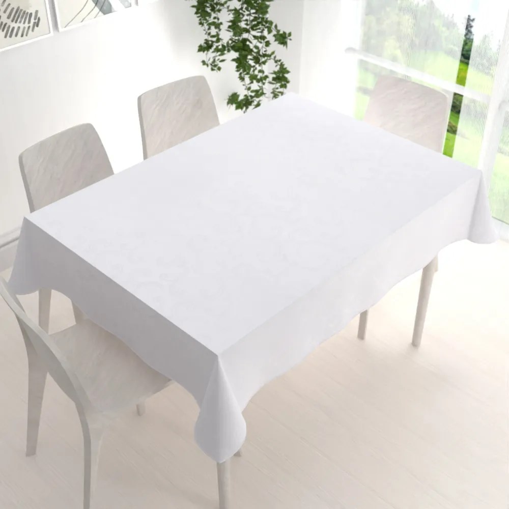 Biante Teflónový obdĺžnikový obrus TF-100 Biele ornamenty s lístkami 60x100 cm