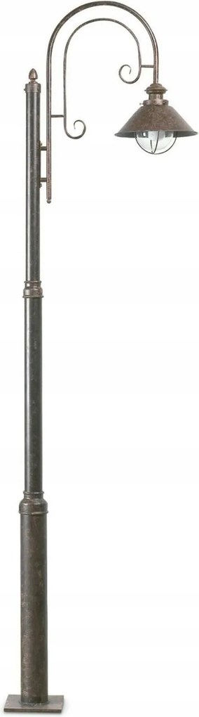 Stĺpiková lampa Faro Náutica hrdzavá, 220 cm, E27, IP33, oceľ sklo