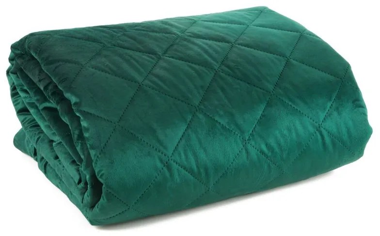 EUROFIRANY Elegantný vlnený prehoz na posteľ z kvalitného zamatu s výrazným leskom 220 cm x 240 cm tmavozelená 100 % polyester Varianta: 386335