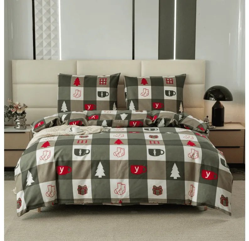 Flanelové obliečky z mikrovlákna CHRISTMAS SOCKS zelené Rozmer obliečky: 2 ks 70 x 90 cm | 200 x 220 cm
