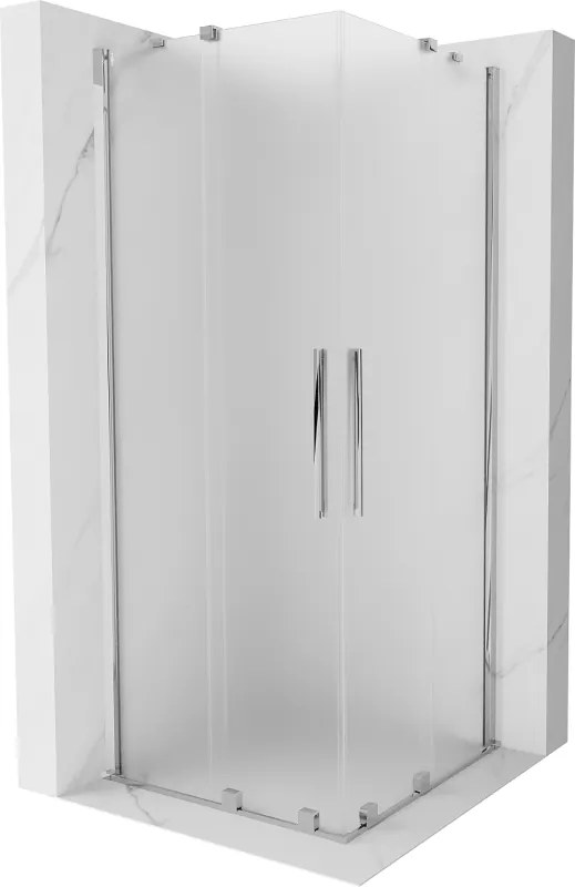 Mexen Velar Duo, sprchový kút s posuvnými dverami 80 x 80 cm, 8mm sklo námraza, chrómová, 871-080-080-32-01