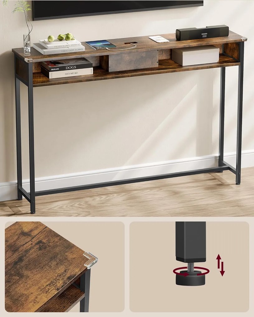 Konzolový stolík VASAGLE vstupná hala hnedý