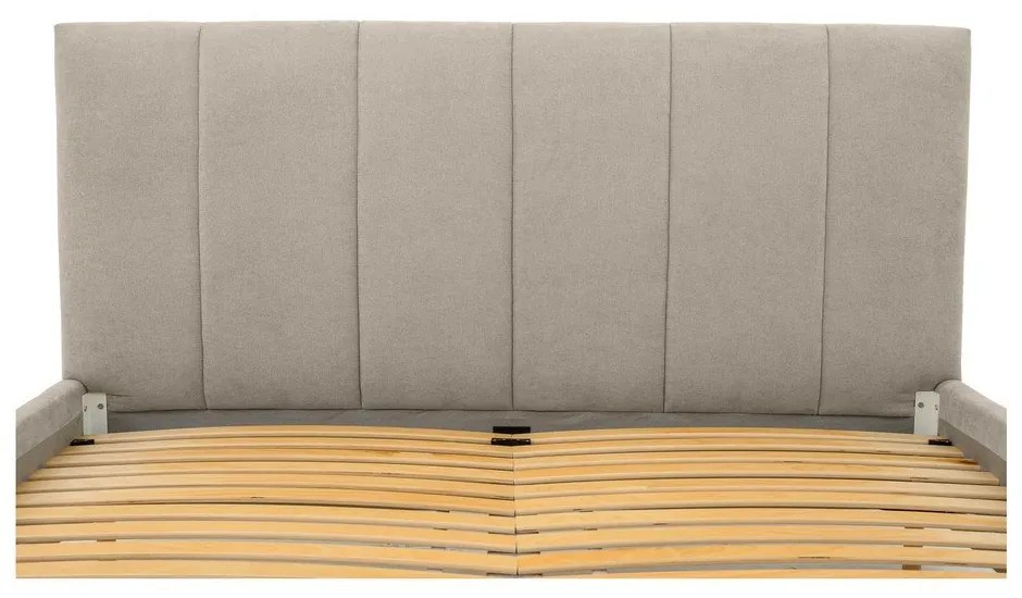 Béžová čalúnená dvojlôžková posteľ s roštom 180x200 cm Zee – Scandic