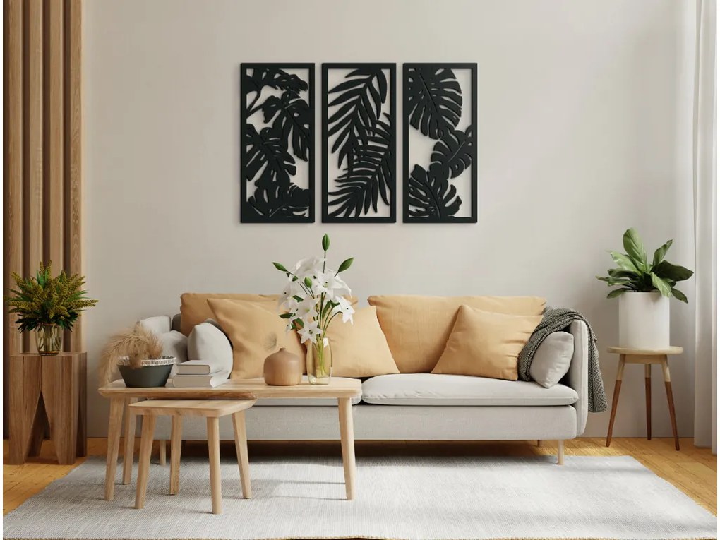drevko Viacdielny obraz Rastliny Rozmer obrazu: 44 x 65 cm, Farba dekorácie: Čierna