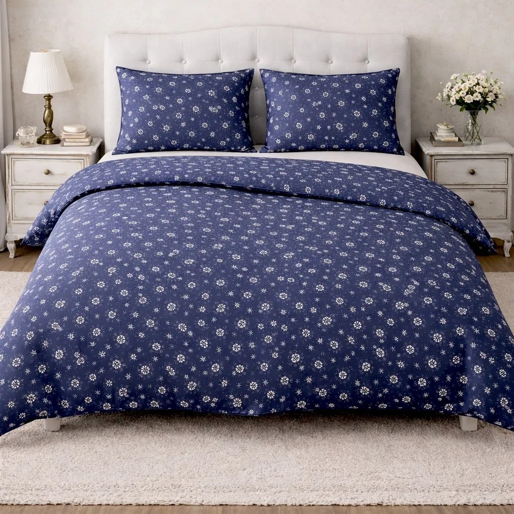 Obliečky bavlnené Marta modrá 140x200cm+90x70cm TiaHome