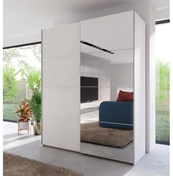 Šatníková skriňa KARO s zrkadlom 170x210 cm biela