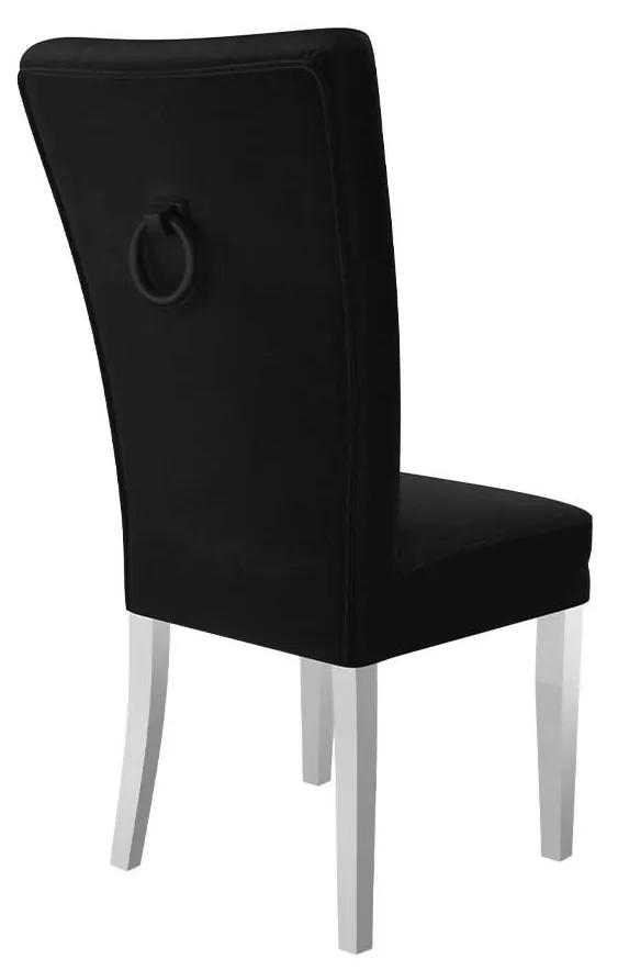 Čalúnená jedálenská stolička ST67 + klopadlo, Farby: čierny, Farby: biela polomatná, Potah: Magic Velvet 2219