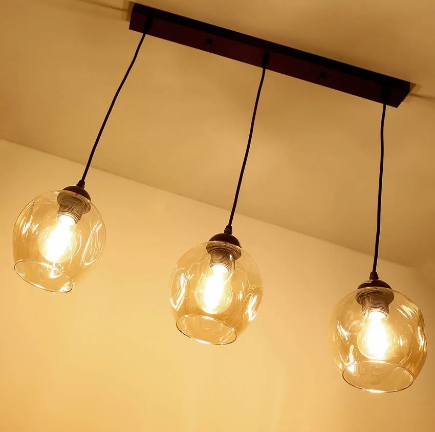 Candellux Čierno-hnedý závesný luster Aspa pre žiarovku 3x E27 33-00606
