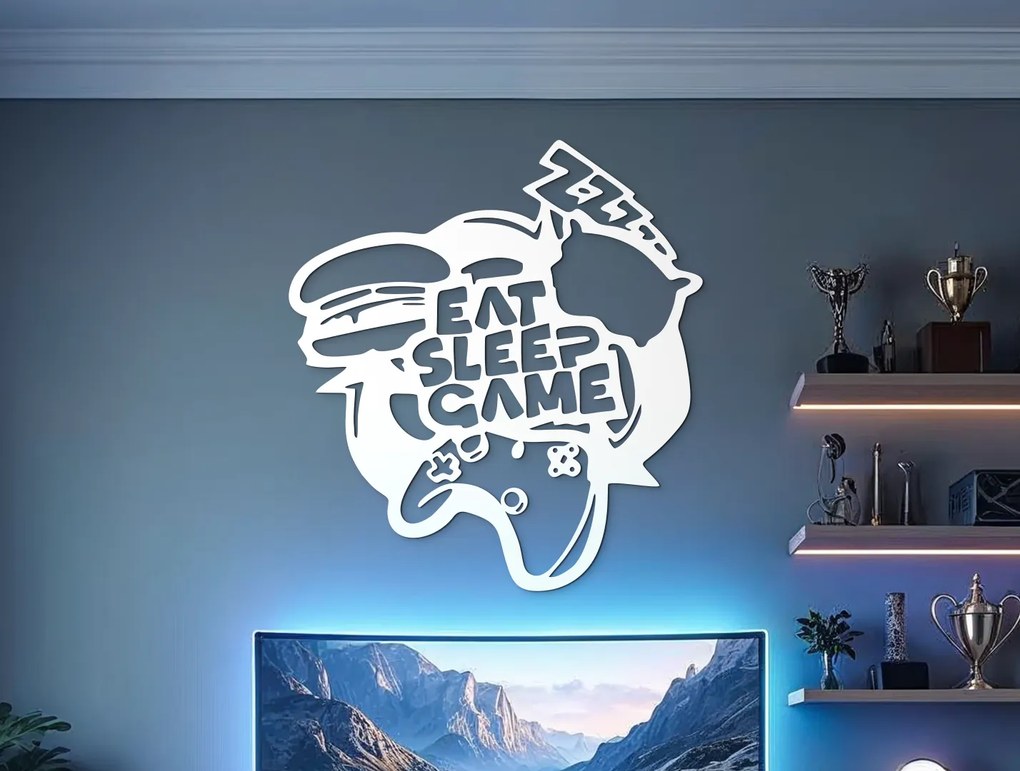 drevko Nálepka na stenu Eat Sleep Game Rozmer obrazu: 44,5 x 41 cm, Farba dekorácie: Čierna
