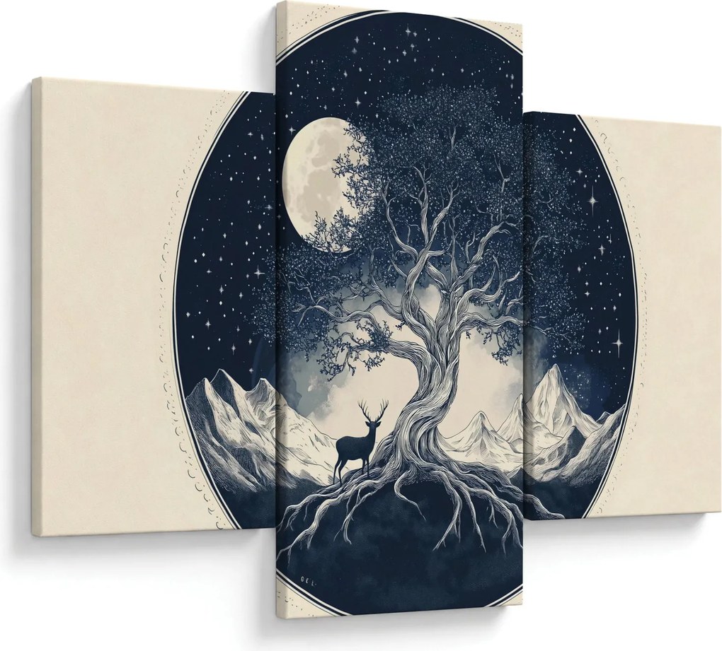 Obraz – Magický strom s jeleňom I. (90x60 cm)