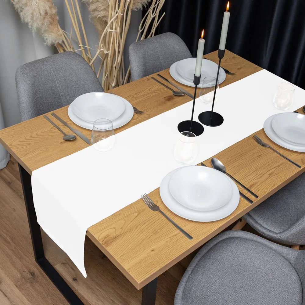 Biante Dekoračný behúň na stôl Rongo RG-045 Biely 35x140 cm