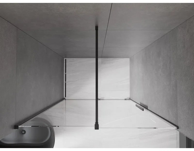 Mexen Velar, posuvné dvere do otvoru 160x200 cm, 8mm číre sklo, čierna matná, 871-160-000-01-70